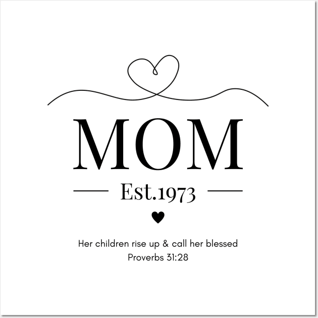 Her children rise up and call her blessed Mom Est 1973 Wall Art by Beloved Gifts